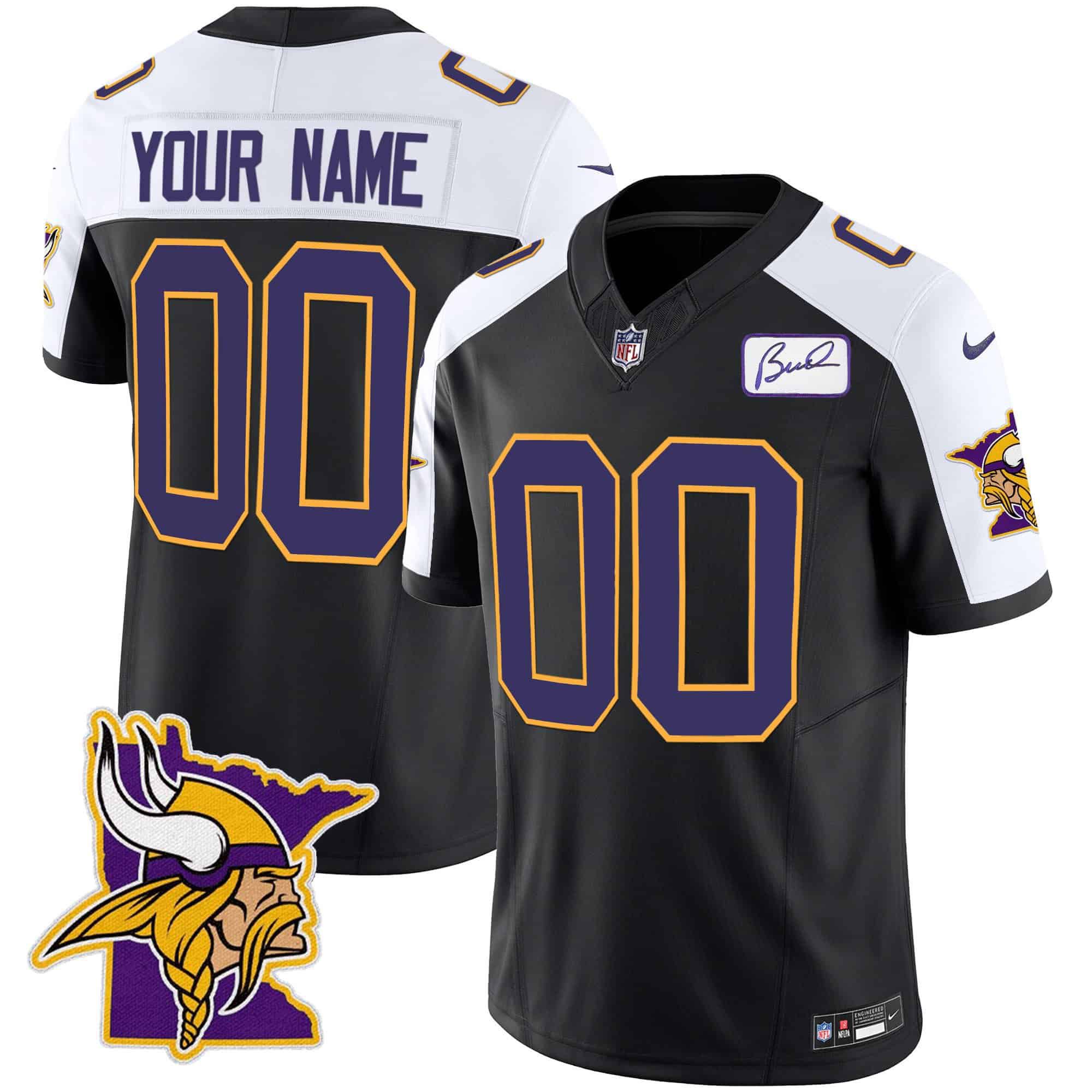 Men Minnesota Vikings Black 2024 Nike Patch Classic Limited Custom NFL Jersey